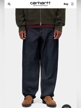 CARHARTT WIP RUCK SINGLE KNEE BLUE RIGID CARPENTER JEANS SIZE 36X30